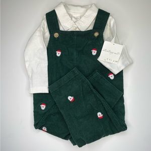 Baby boys Santa corduroy overall set